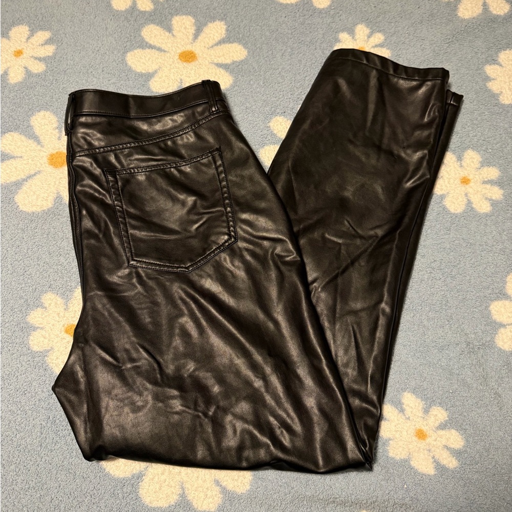 Abercrombie & Fitch Black Leather Straight Jeans